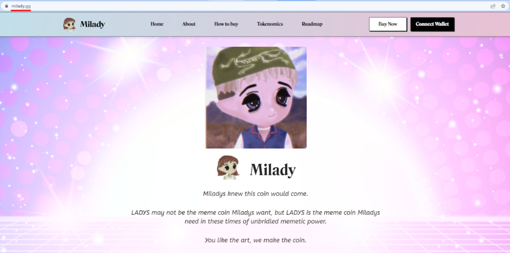 Milady Meme Coin Homepage