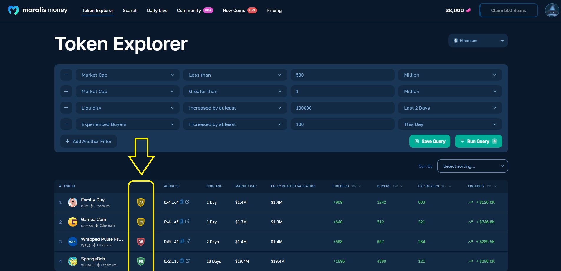 Token Shield allows users to avoid scams when using Moralis Money for crypto trading signals