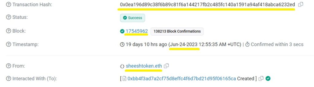 Analyzing the Sheesh Coin (SHS) Price and How to Buy $SHEESH-minting-transaction-on-Etherscan