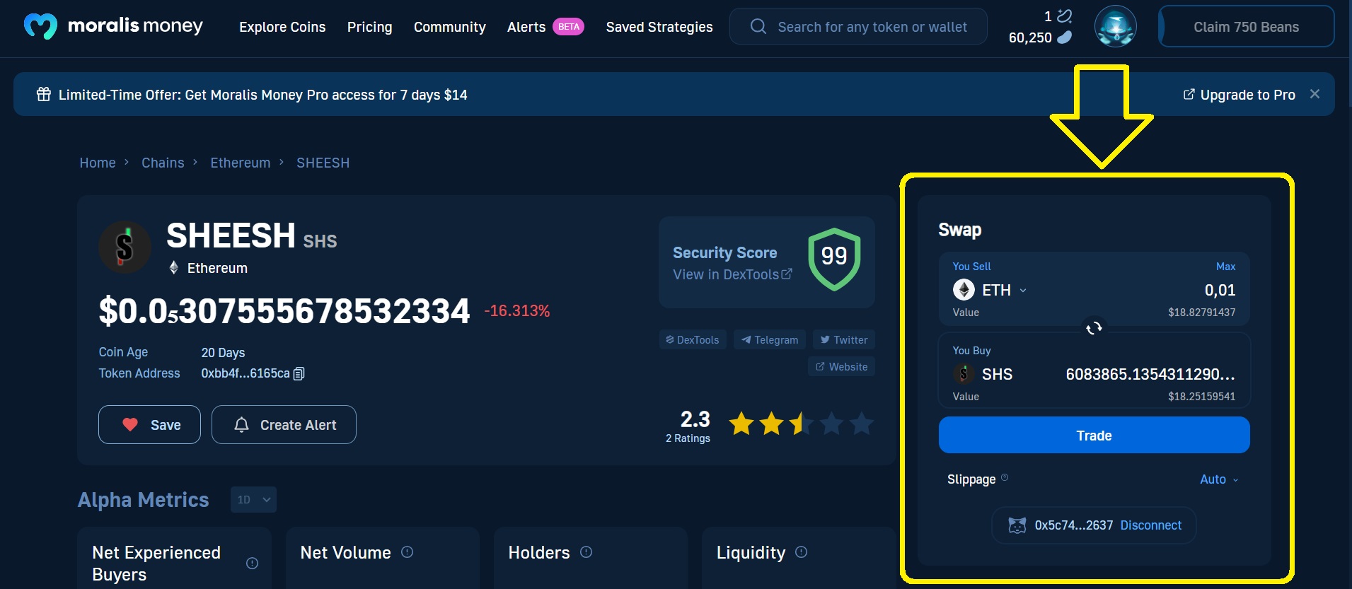 How to Buy $SHEESH-swap-with-Moralis-Money