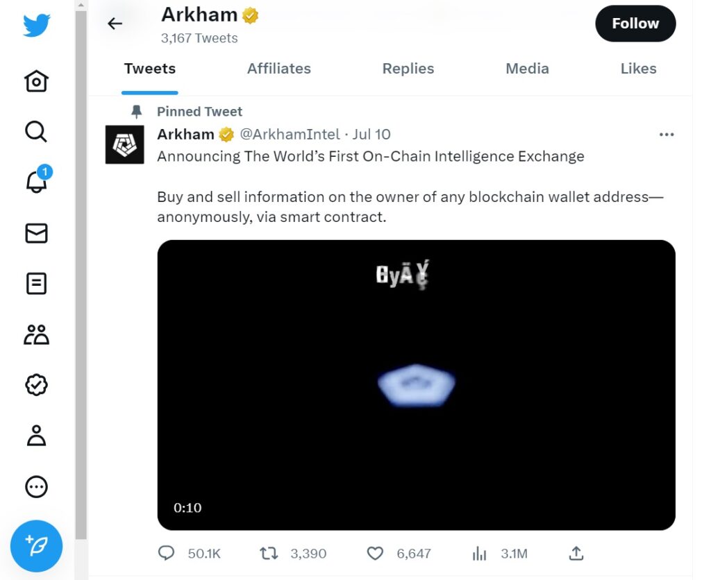 What is Arkham Intelligence and the ARKM Crypto Token-pinned-tweet