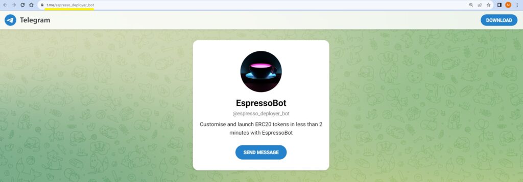 Telegram group page for the ESPR coin from EspressoBot