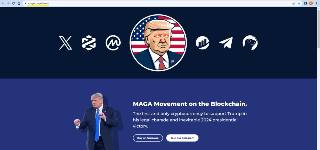 Official website of the MAGA TRUMP crypto project